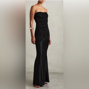 Reiss Black SELINA STRAPLESS RUCHED Maxi Dress